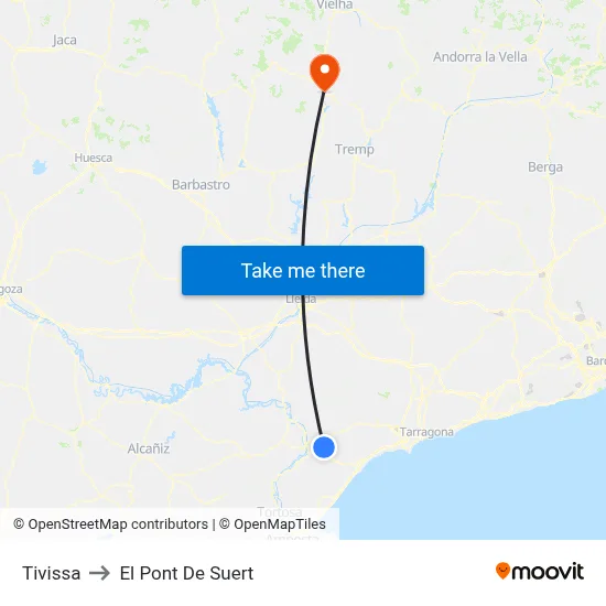 Tivissa to El Pont De Suert map