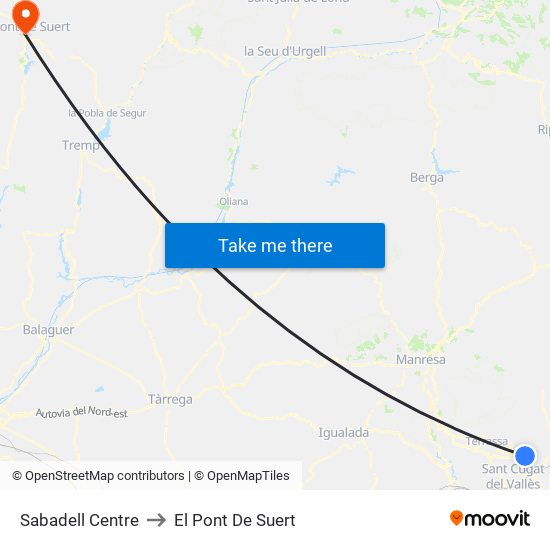 Sabadell Centre to El Pont De Suert map