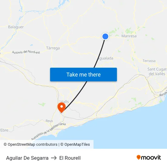 Aguilar De Segarra to El Rourell map