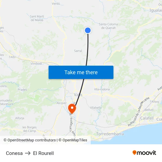 Conesa to El Rourell map