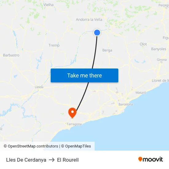 Lles De Cerdanya to El Rourell map