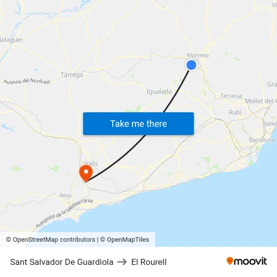 Sant Salvador De Guardiola to El Rourell map
