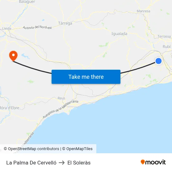 La Palma De Cervelló to El Soleràs map
