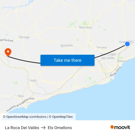 La Roca Del Vallès to Els Omellons map