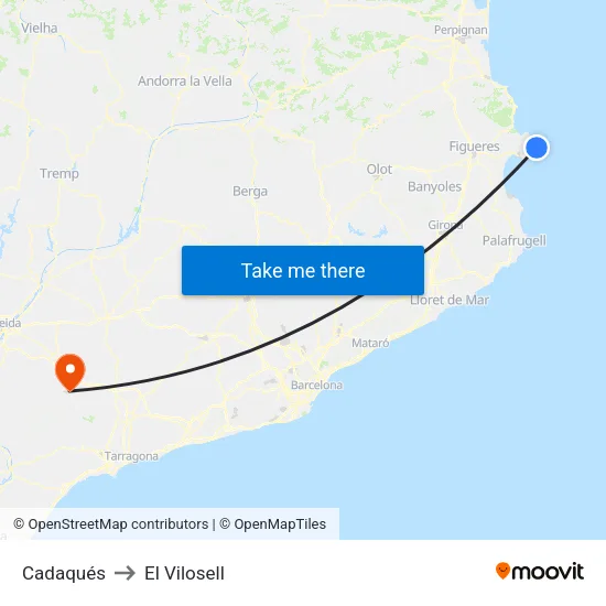 Cadaqués to El Vilosell map