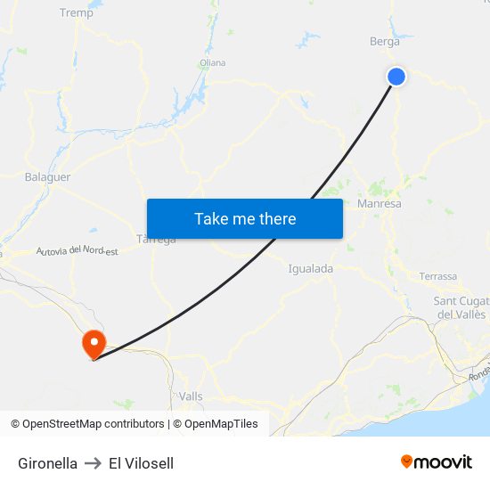 Gironella to El Vilosell map