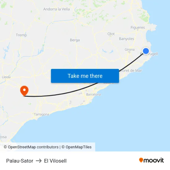 Palau-Sator to El Vilosell map