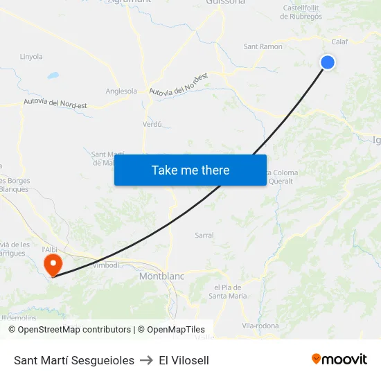 Sant Martí Sesgueioles to El Vilosell map
