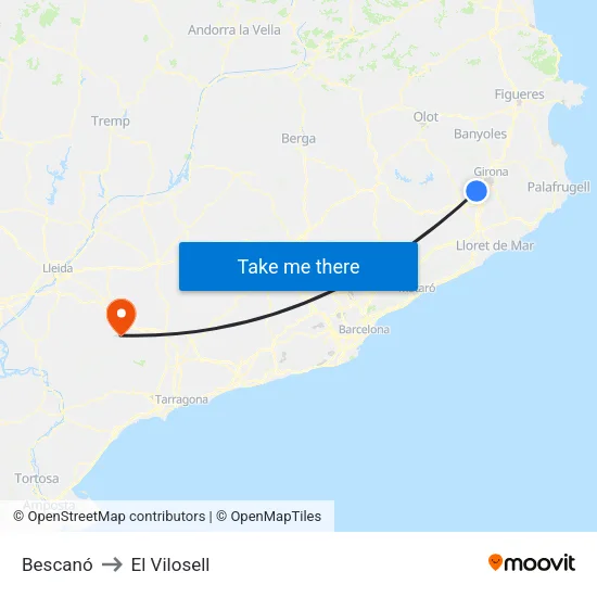 Bescanó to El Vilosell map