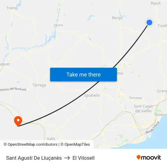 Sant Agustí De Lluçanès to El Vilosell map