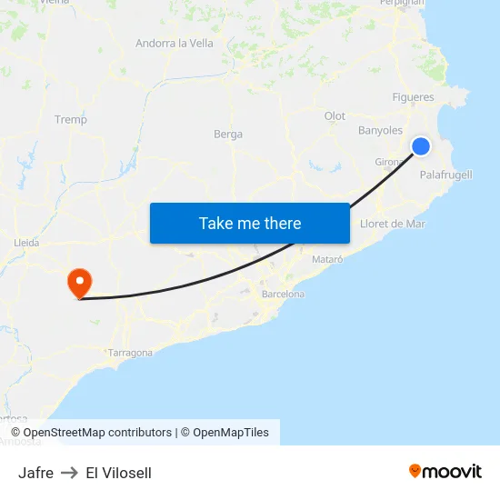 Jafre to El Vilosell map