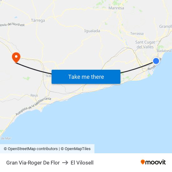 Gran Via-Roger De Flor to El Vilosell map