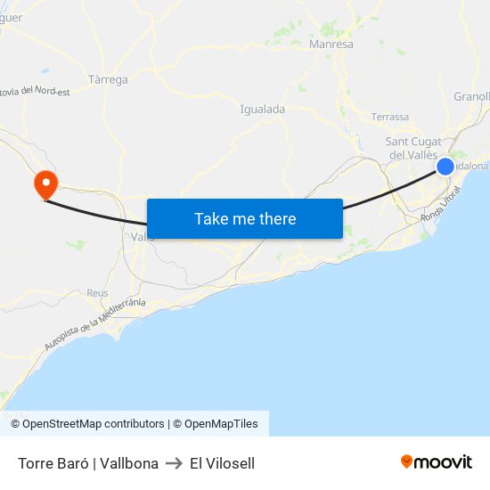 Torre Baró | Vallbona to El Vilosell map