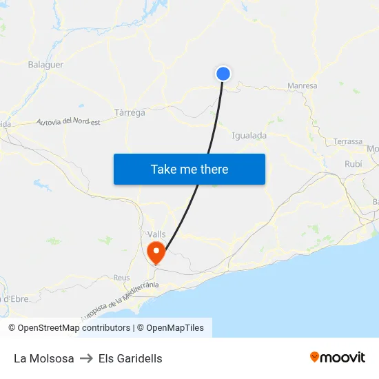 La Molsosa to Els Garidells map