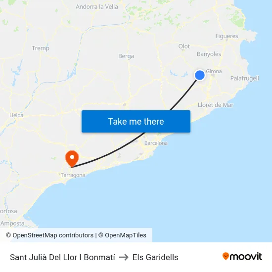 Sant Julià Del Llor I Bonmatí to Els Garidells map