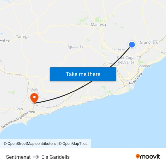 Sentmenat to Els Garidells map