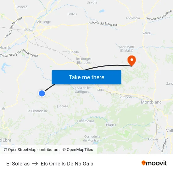 El Soleràs to Els Omells De Na Gaia map