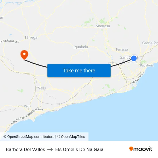 Barberà Del Vallès to Els Omells De Na Gaia map