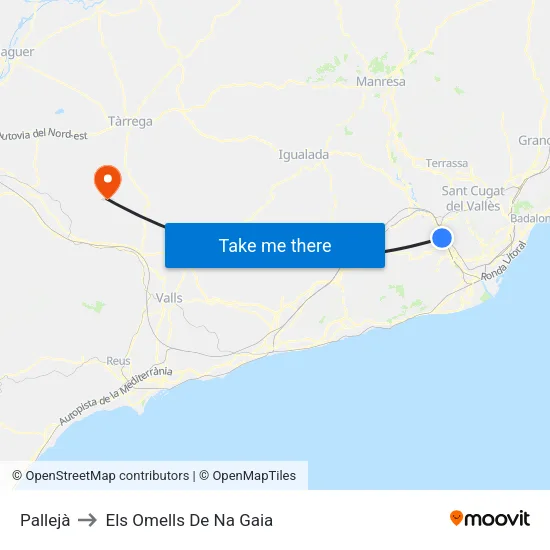 Pallejà to Els Omells De Na Gaia map