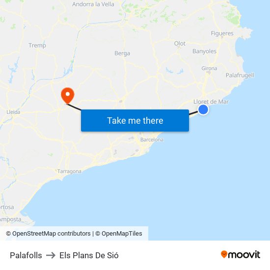 Palafolls to Els Plans De Sió map