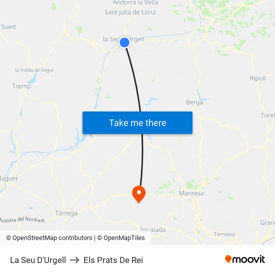 La Seu D'Urgell to Els Prats De Rei map