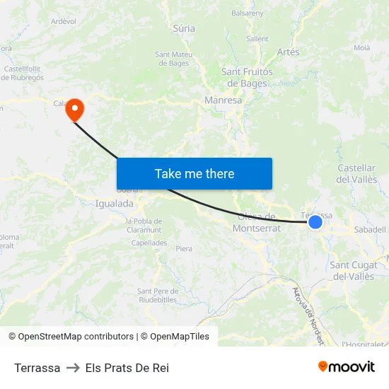 Terrassa to Els Prats De Rei map