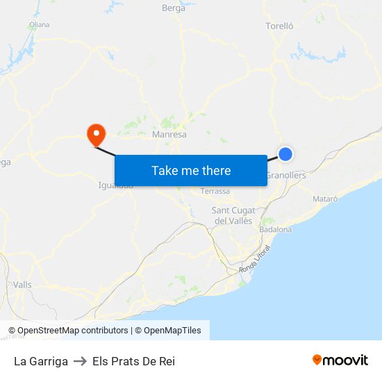 La Garriga to Els Prats De Rei map
