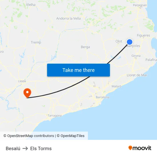 Besalú to Els Torms map