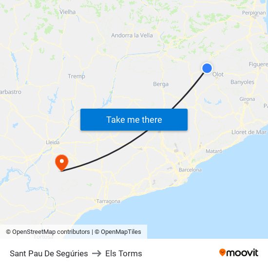 Sant Pau De Segúries to Els Torms map