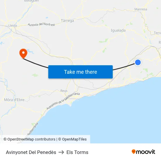 Avinyonet Del Penedès to Els Torms map