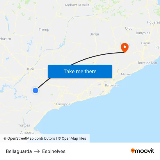 Bellaguarda to Espinelves map