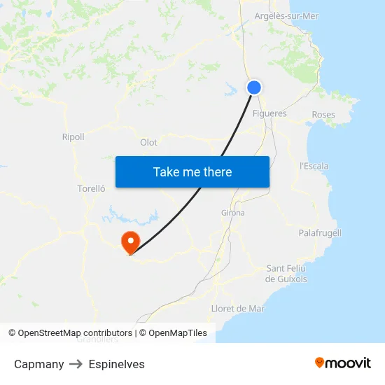 Capmany to Espinelves map