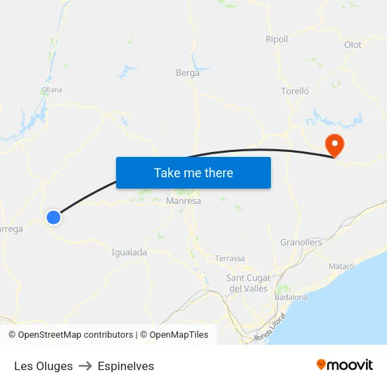 Les Oluges to Espinelves map