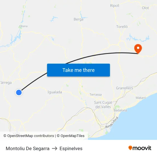 Montoliu De Segarra to Espinelves map