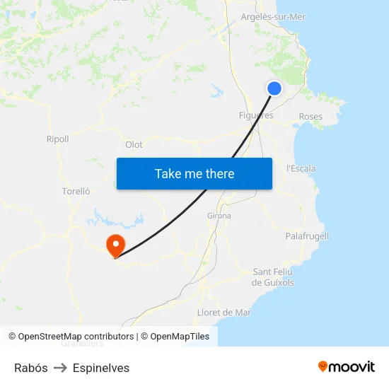 Rabós to Espinelves map
