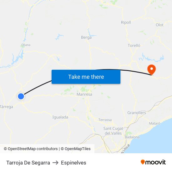 Tarroja De Segarra to Espinelves map
