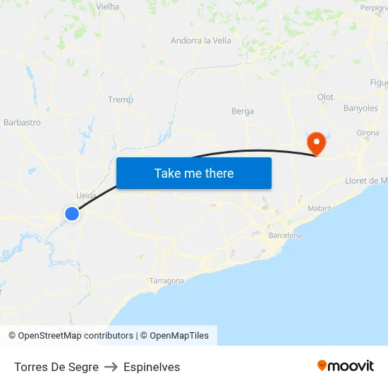 Torres De Segre to Espinelves map