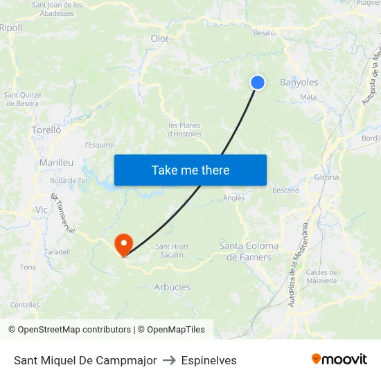 Sant Miquel De Campmajor to Espinelves map