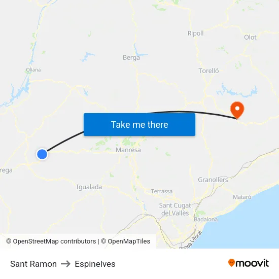 Sant Ramon to Espinelves map