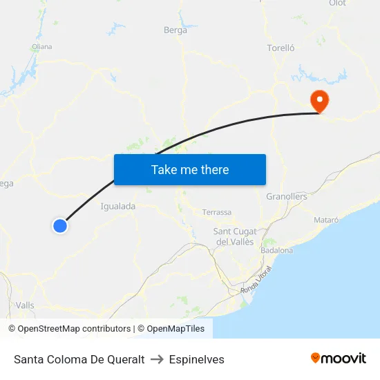 Santa Coloma De Queralt to Espinelves map