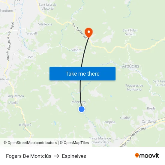 Fogars De Montclús to Espinelves map