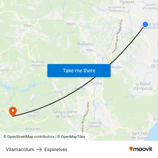Vilamacolum to Espinelves map
