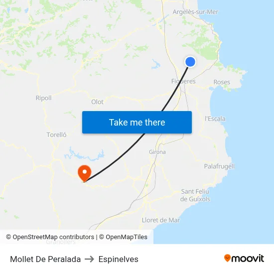 Mollet De Peralada to Espinelves map