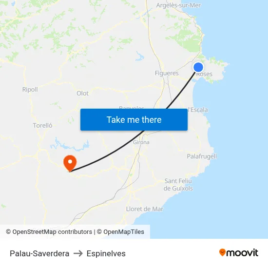 Palau-Saverdera to Espinelves map