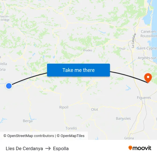 Lles De Cerdanya to Espolla map