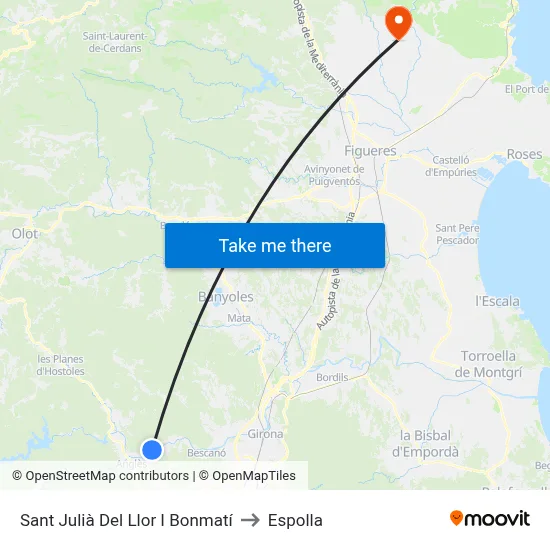 Sant Julià Del Llor I Bonmatí to Espolla map