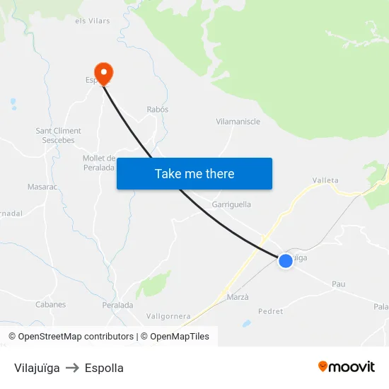 Vilajuïga to Espolla map