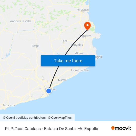 Pl. Països Catalans - Estació De Sants to Espolla map
