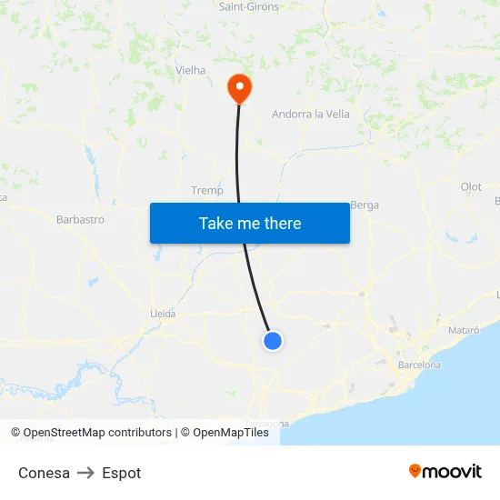 Conesa to Espot map