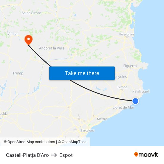 Castell-Platja D'Aro to Espot map